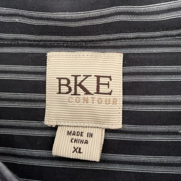 BKE Contour Shirt Mens XL Long Sleeve Black Striped Spread Collar Button Up - Picture 2 of 6